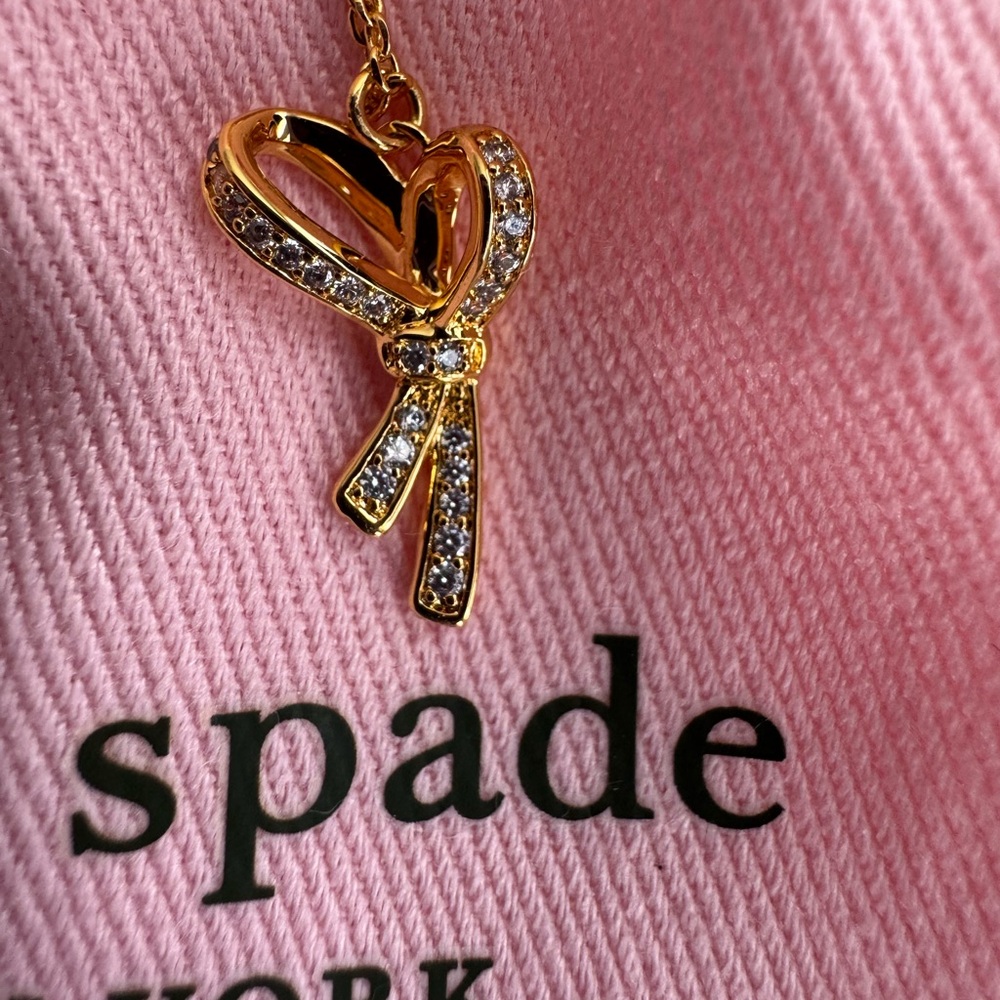 Kate Spade Gold Bow Pendant with Cubic Zirconia